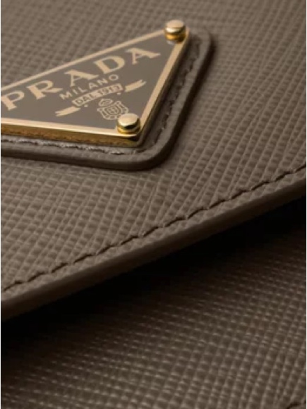 Prada Clay Grey Saffiano Leather Mini Bag with Gold Logo - Picture 6 of 10
